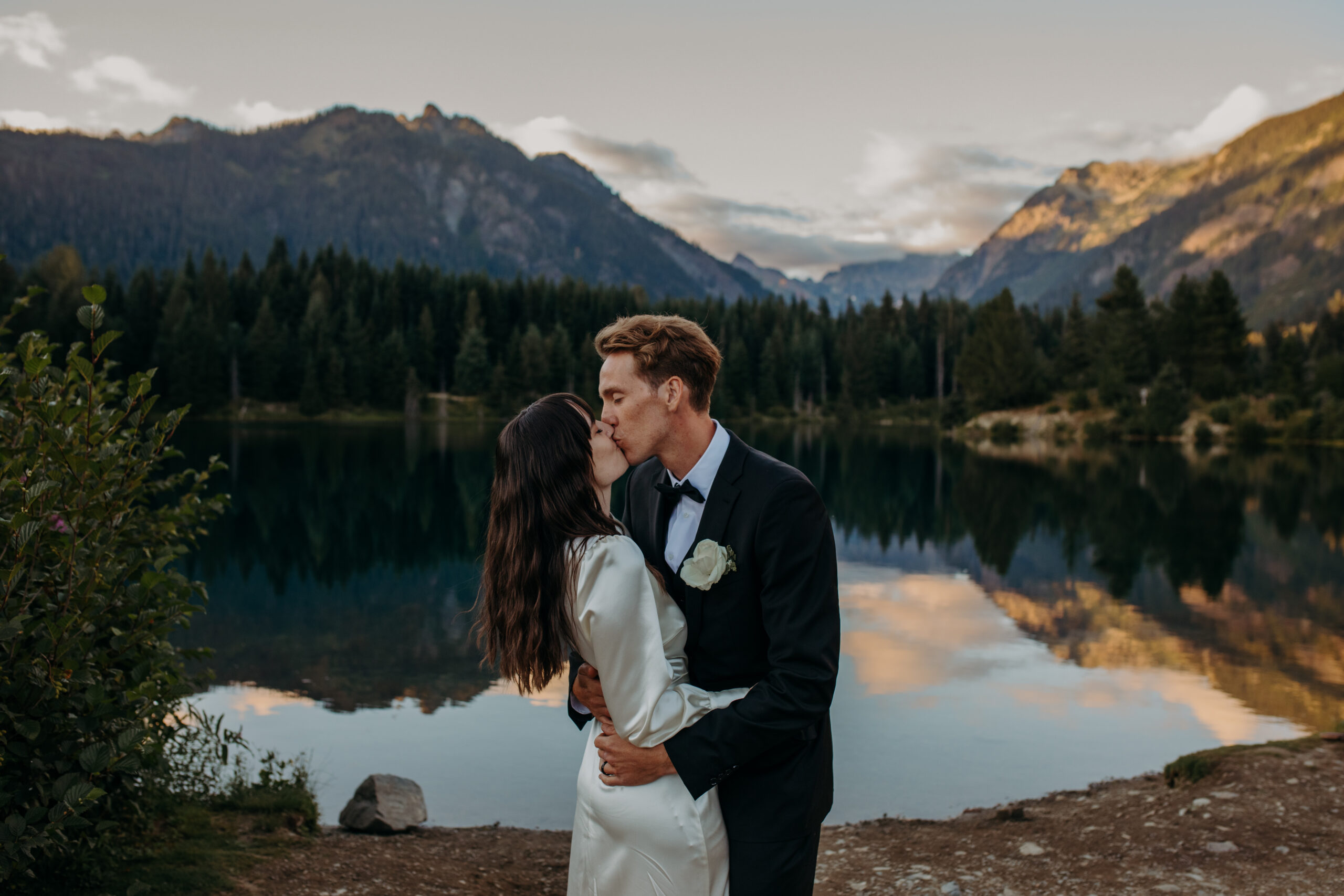 Bride and Groom at Gold Creek pond