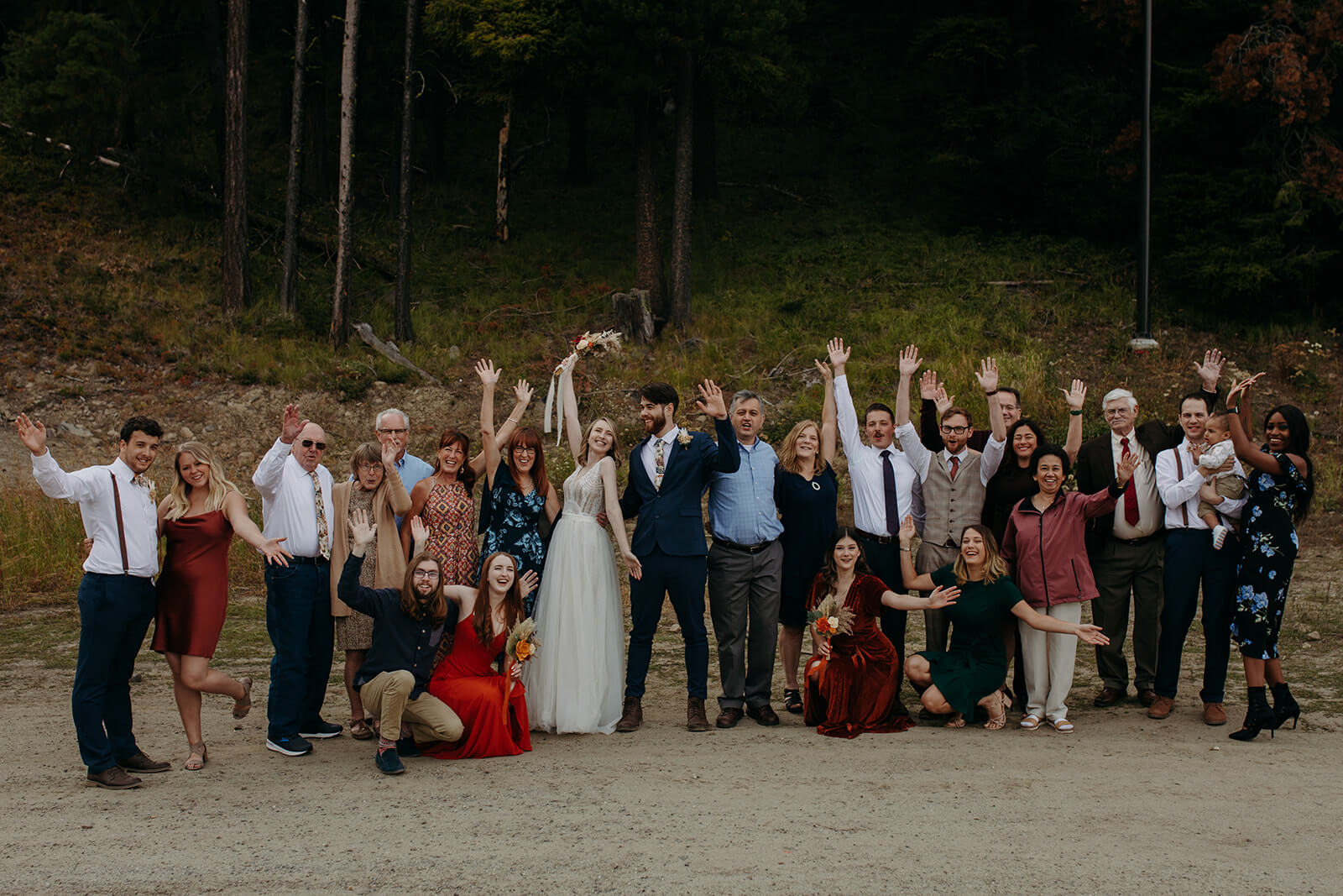 Wedding party portraits at ski resort wedding