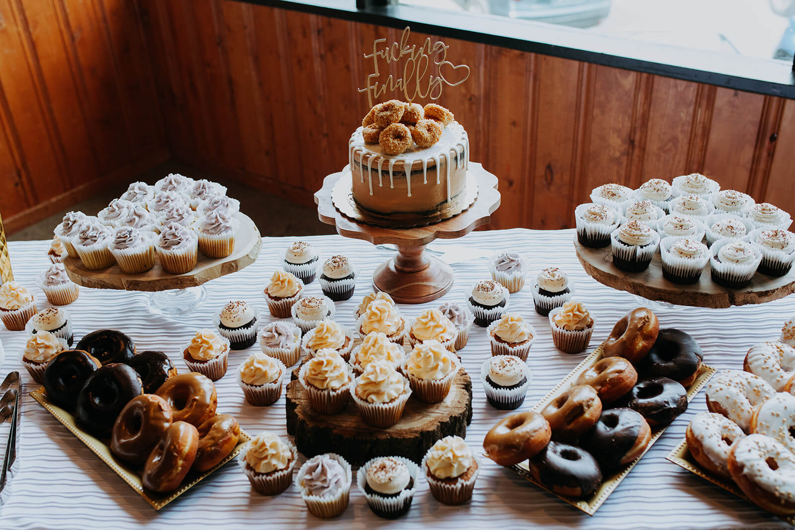 Dessert table at ski lodge wedding